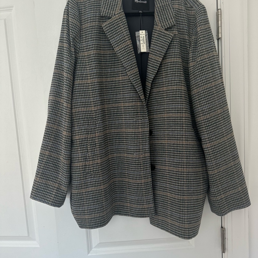 Madewell, Dorset Blazer Women's Plaid Jacket - Black and Gray